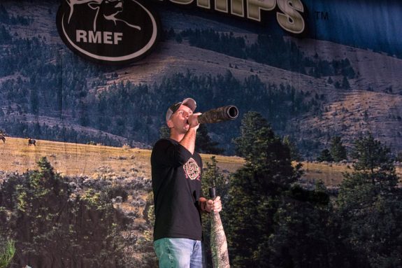 Corey Jacobsen of Boise Idaho won first place in the Elk calling professional division and a check for $2,500.