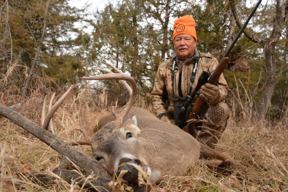 The author took this 8-point buck wearing infused L-AV8 gear.