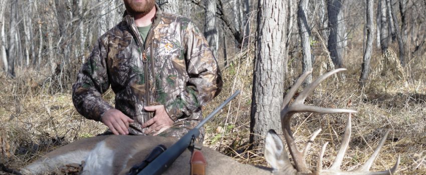 Shooting a deer at the base of the neck will anchor it on the spot.  Watch as five bucks go down.