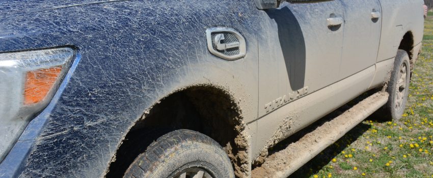 Even wearing road shoes, the new 2016 Titan XD Diesel loved the mud.