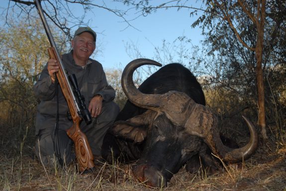 The author took this Cape buffalo with five shots from a huge rifle.  Imagine trying this feat with a spear.