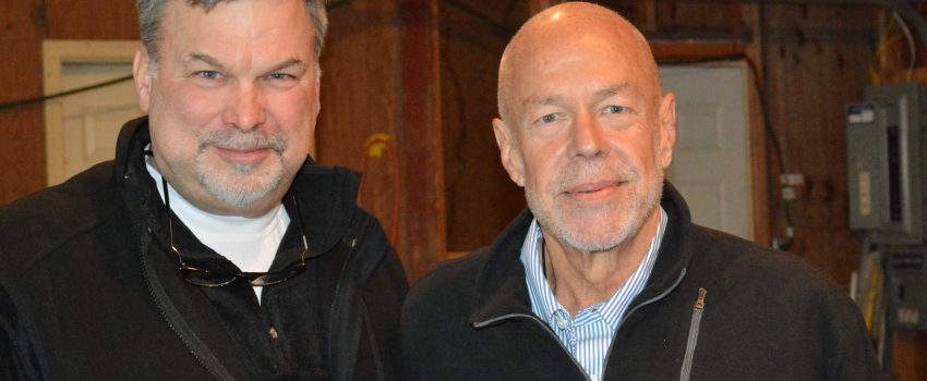 Scott Shultz (L) President of Robinson Outdoors met Dr. Kip Taylor to introduce the new AL Infusion process.